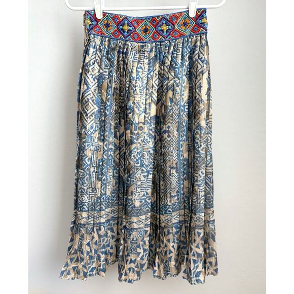 NWT Anthropologie Hemant & Nandita Pleated Beaded Midi Skirt Size XS - Picture 2 of 14